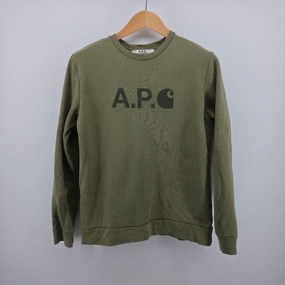 A.P.C. x Carhartt WIP Other - A.P.C. x Carhartt WIP Logo Sweatshirt Olive Green Mens Large H27596
